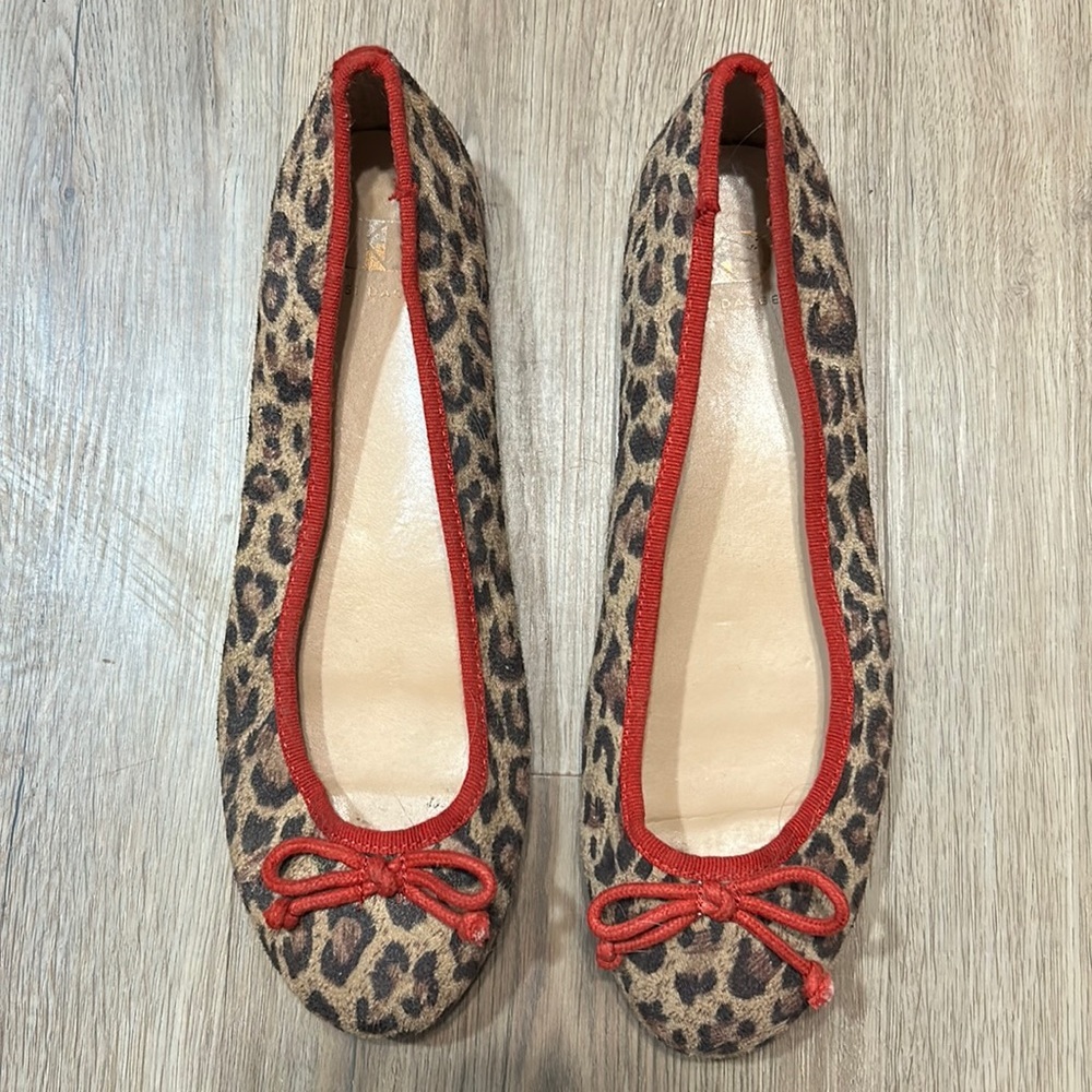 Kelsi Dagger Leopard Print Flats with Red Trim Runs small